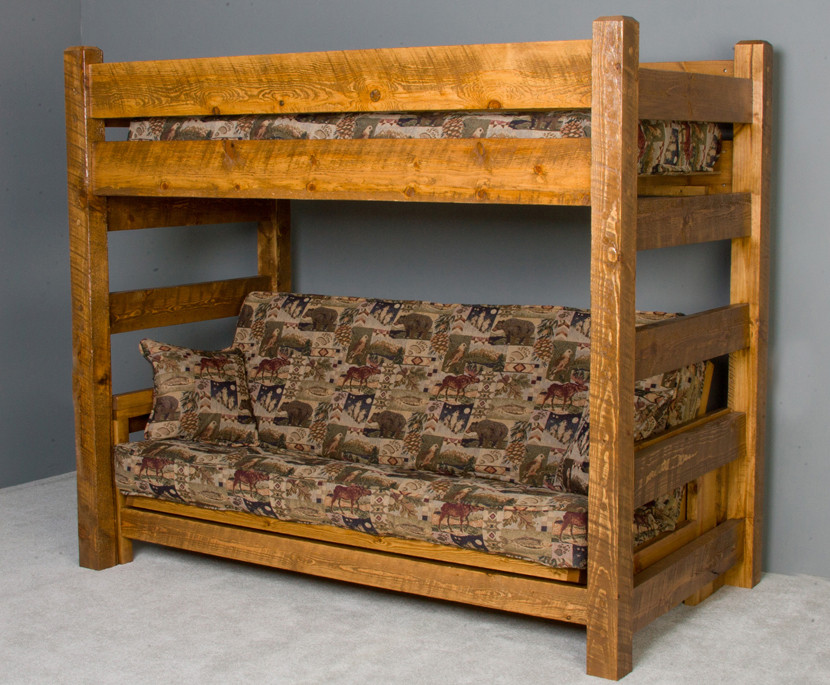 Lodge Twin Futon Barnwood Bunk Bed