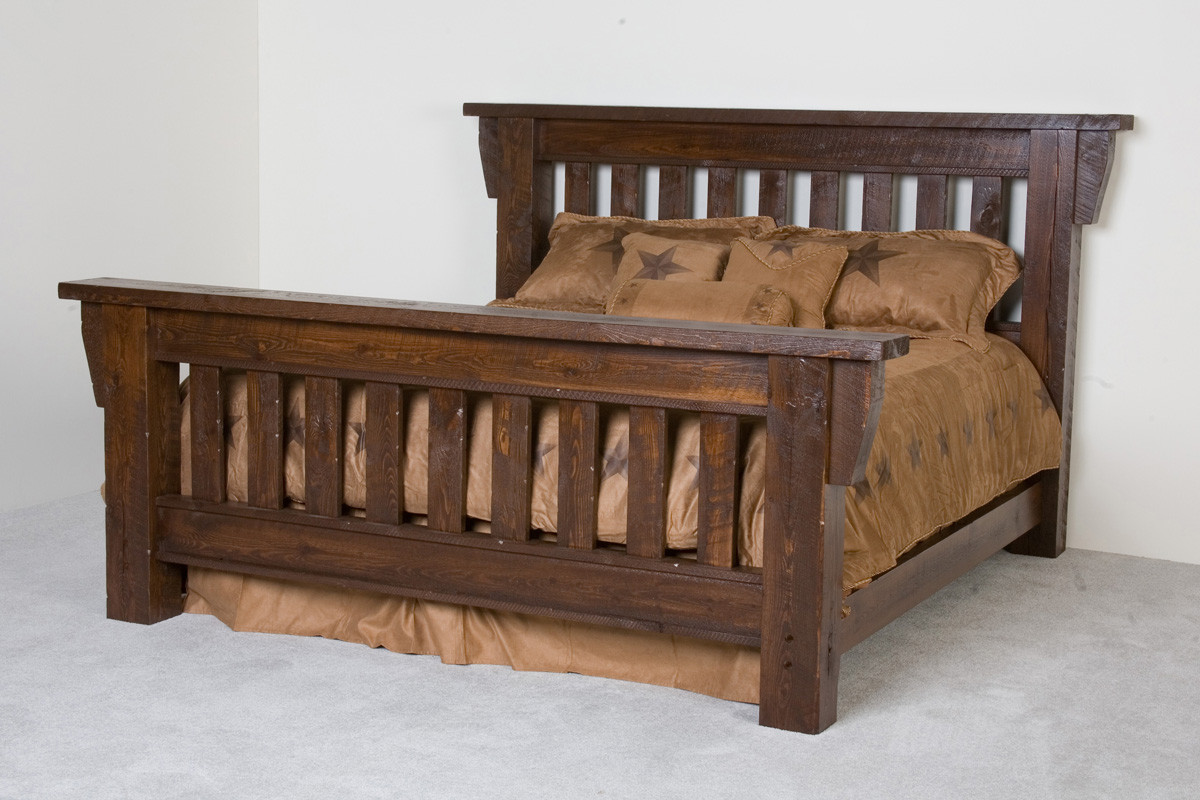 Lodge Mission Timberwood Barnwood Bed, Queen King