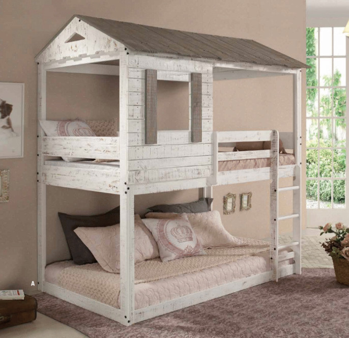 Kingston House Twin over Twin Bunk in Rustic Gray and White
