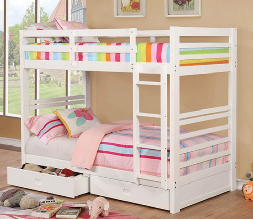Patrick Wood Twin Bunk w/Drawers with White