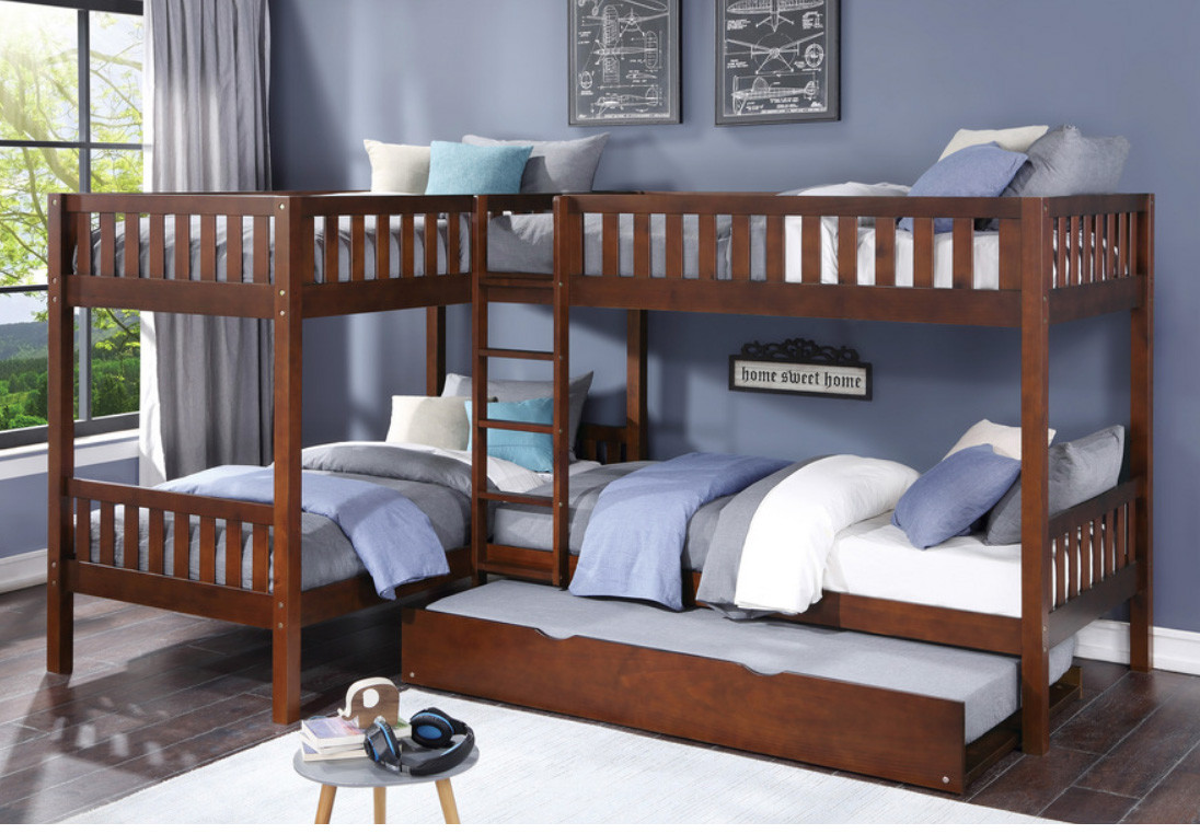 L Shaped Corner Quadruple Glendale Bunk Bed for 4