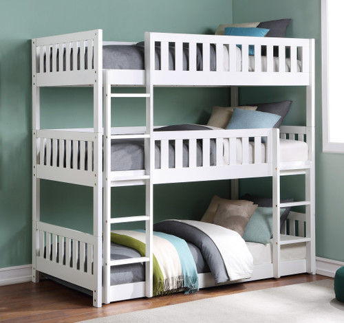 Glendale 3 High Twin Bunk Bed in White