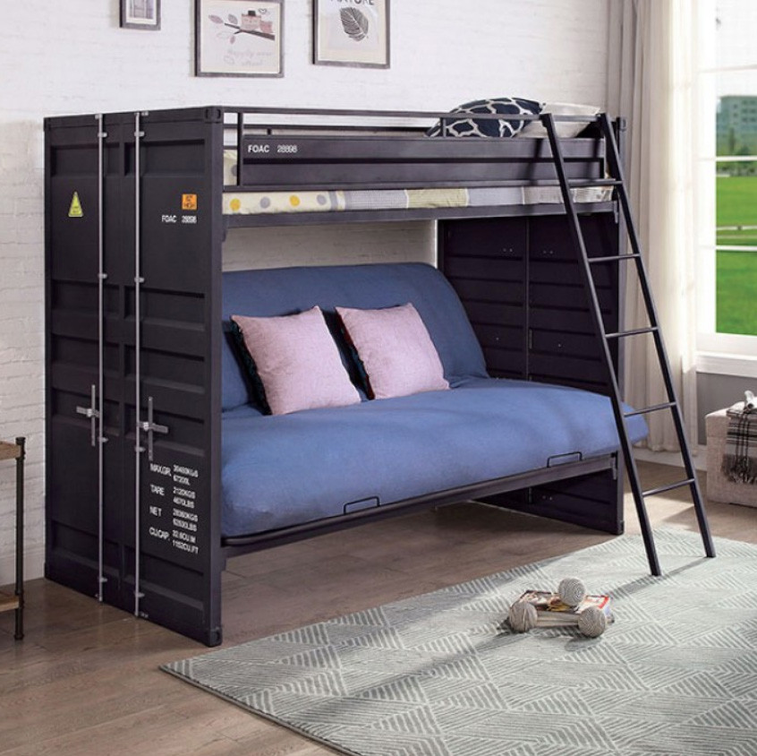 Freight Container Twin Futon Bunk in Black