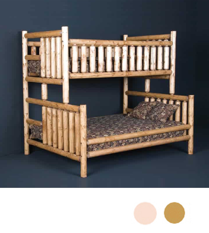Log Extra Long Twin over Queen Bunk Bed in Clear Honey
