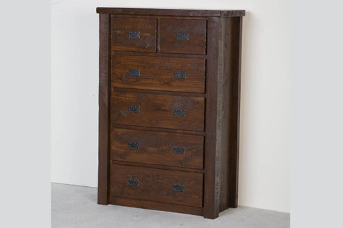 Lodge Rustic Barnwood 6-Drawer Chest in Dark Finish