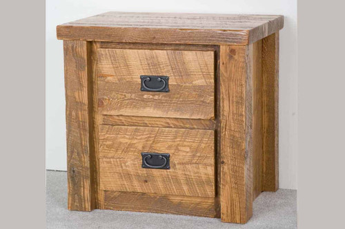 Lodge Rustic Barnwood 2-Drawer Nightstand in Honey Pine