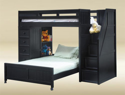 Dillon Twin Loft Bed with Stairs & Storage in Black Finish