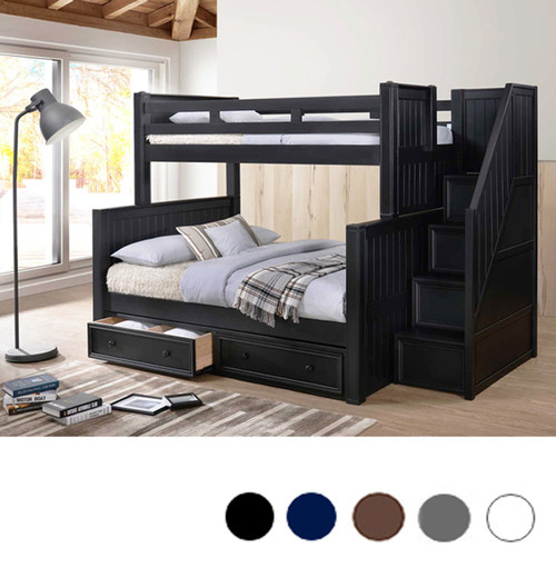  Dillon XL Twin over Queen Bunk Beds w/ Storage Stairs