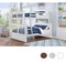Full XL over Queen Bunk Bed in White with Short Ladder