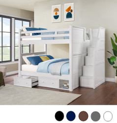 Dillon Queen Bunk w/ Storage Stairs in White