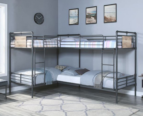 Quad L-Shaped Bunk Bed for 4