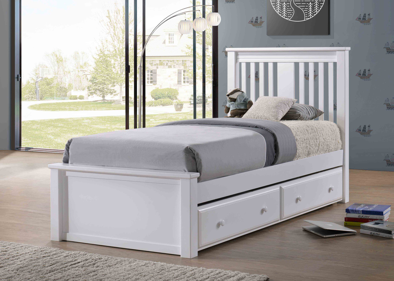 Queen Low Profile Bed with Drawers, Trundle