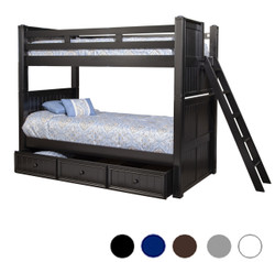 Side Mounted Queen Size Bunk Bed with Slanted Ladder