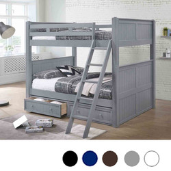 Full XL over Full XL Bunk Bed with under Bed Drawers in Gray 