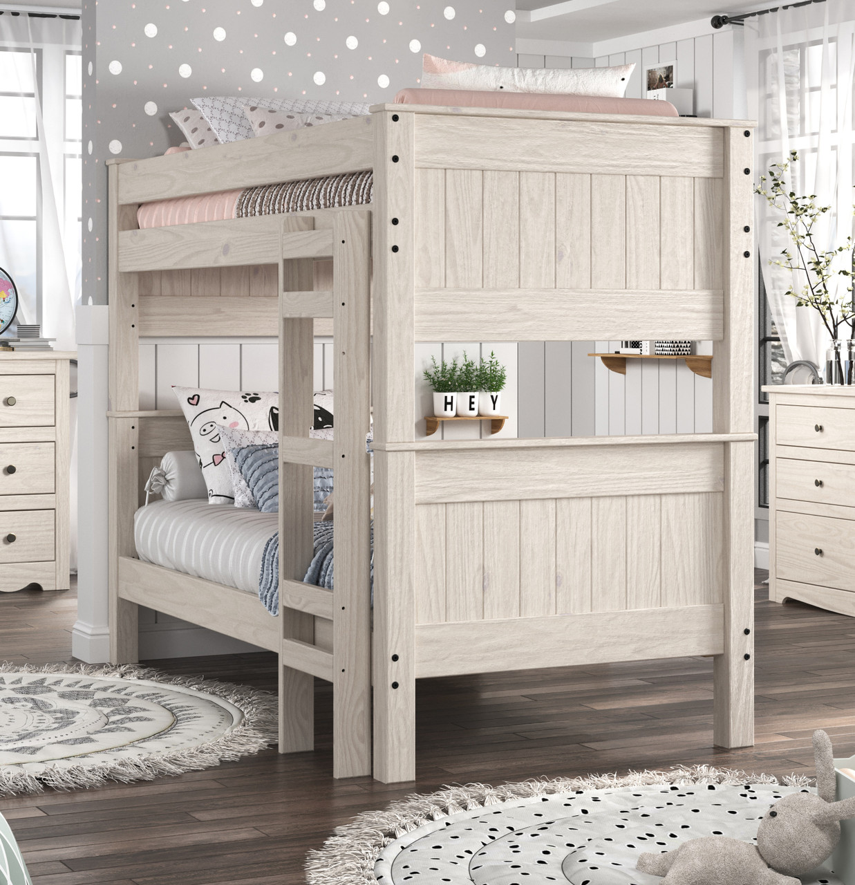 Pine Lake Twin XL Solid Wood Bunk Bed Cottage Style