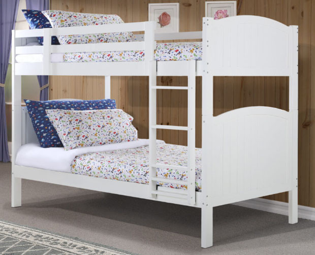 Crest View Twin Wood Bunk Bed in White, Espresso & Gray