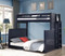 Twin Queen Bunk Bed with Rail on Bottom