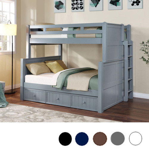 Dual Setting Height Full XL over Queen Bunk Bed in Gray