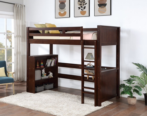 Loft Bed with Bookcase and Corner Desk