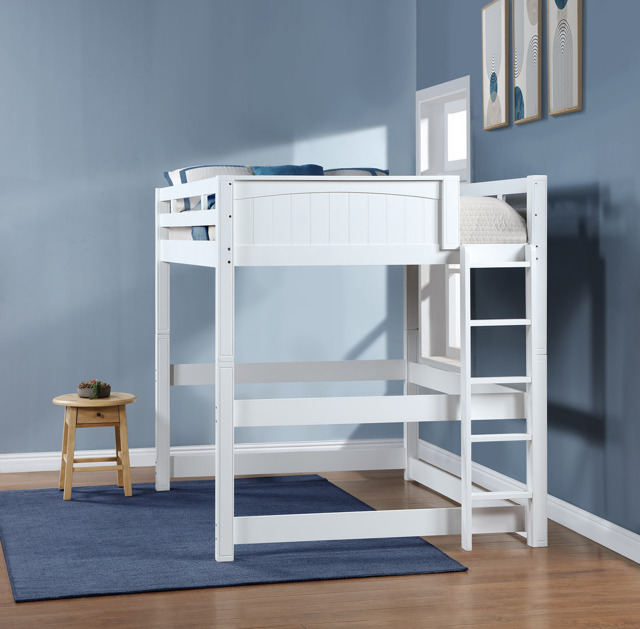 Full XL Loft Bed w/ Straight Ladder on End Adults Loft Bed