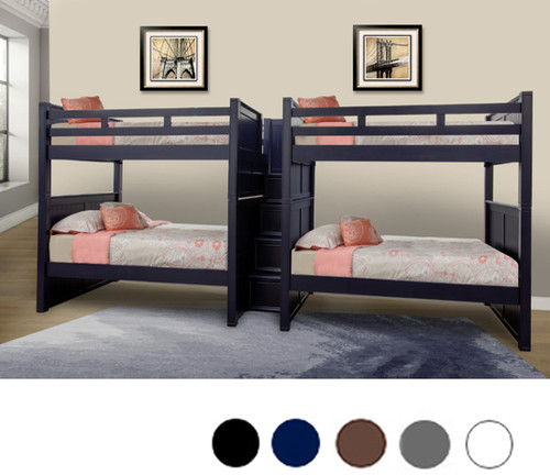 Quadruple Twin XL Bunk Bed with Stairs in the Middle