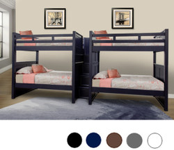 Quadruple Full Size Bunk Bed with Stairs in the Middle