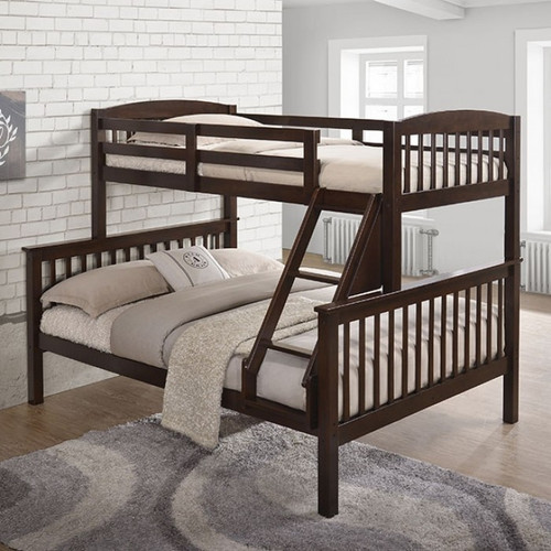 Franklin Twin Full Bunk Bed in Dark Cherry