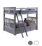 Mission Dual Height Queen Bunk Bed w/ Slanted Ladder in Gray Finish