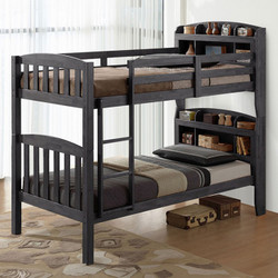 Bookcase Twin Bunk Bed in Gray