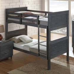 Panel Twin Bunk Bed in Charcoal Brown