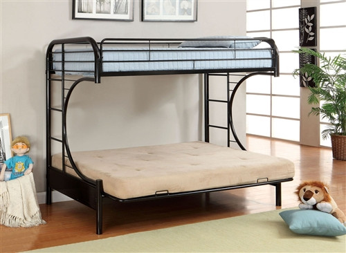 Twin Futon Bunk Bed in Metal with Futon Pad