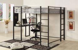 Silver Dark Gray Full Size Loft with Desk Underneath
