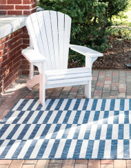 Blue Outdoor Striped Rectangle Rug