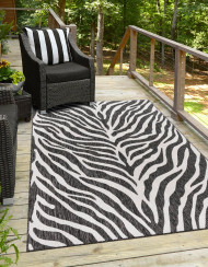 Safari Black Zebra Outdoor Rug