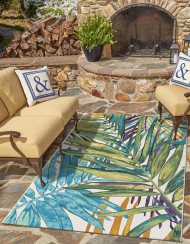 Multicolor Botanical Outdoor Rug