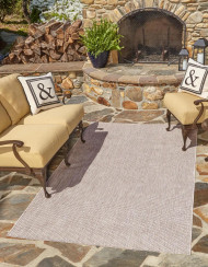 Beige Solid Outdoor Rug