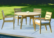 Consists of one Algarve 52" Round Dining Table and four Algarve Arm Chairs. Optional chair cushions sold separately.