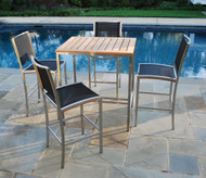 Consists of a 35" Square Tiburon High Dining Table and four Tiburon Armless High Dining Chairs