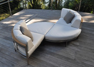 Consists of two Curved Corner Chairs and two Curved Ottomans. Pillows sold separately.