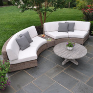 Consists of two Sectional Curved Armless Love Seats and one Wedge /Table. Coffee table sold separately.