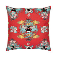 Tropical Bee Red  22" Pillow