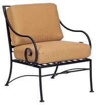 Woodard Sheffield Wrought Iron Outdoor Lounge Chair with Cushions