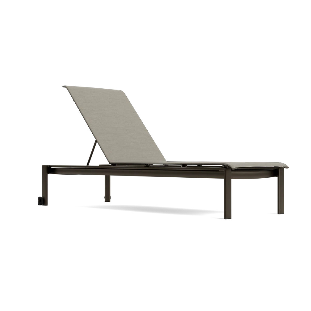 Brown Jordan Parkway Sling Stacking Chaise Lounge w Wheels Into The Garden Outdoor