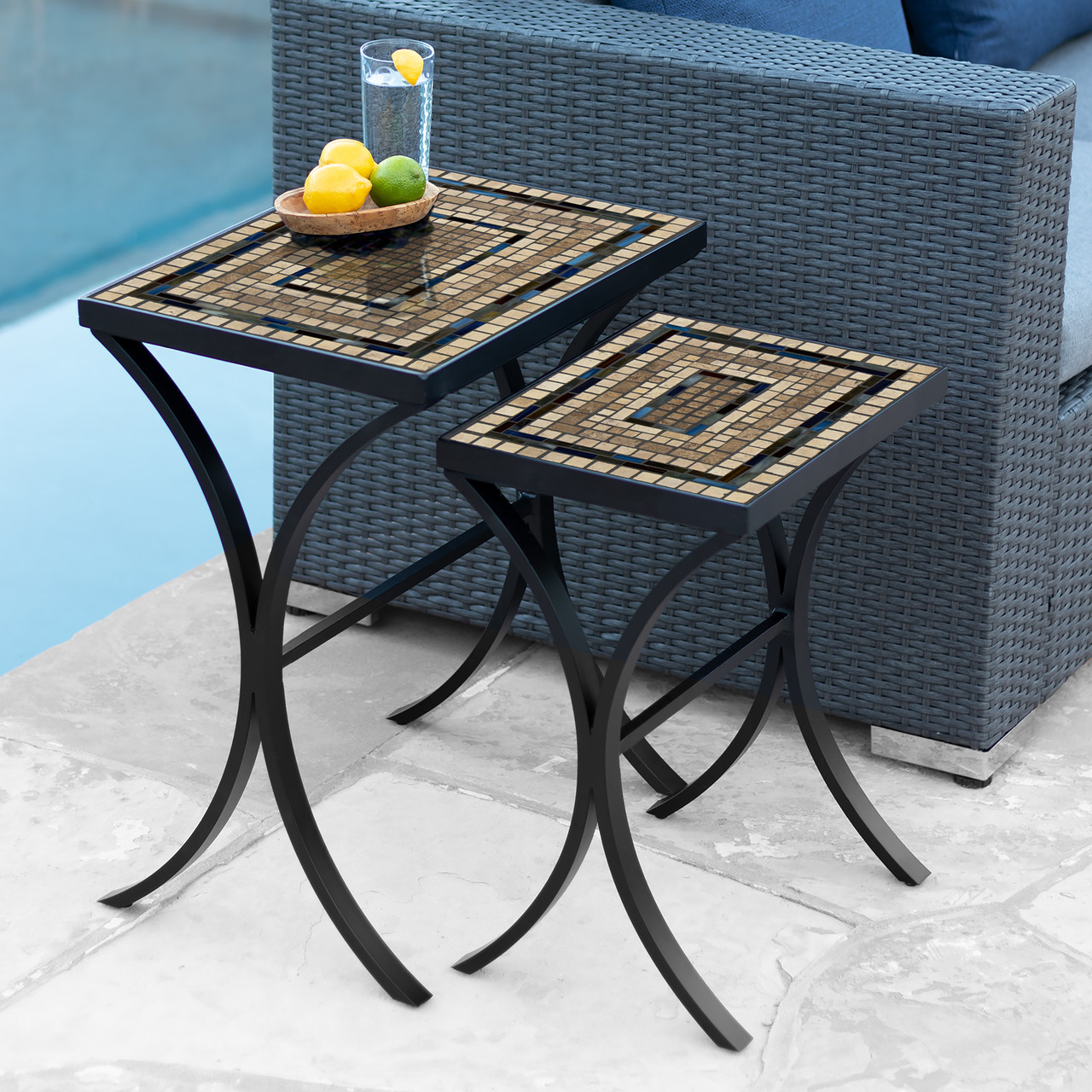 KNF Slate Stone Nesting Tables Into The Garden Outdoor