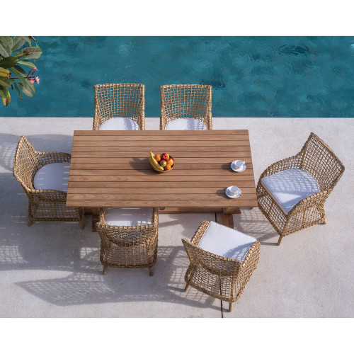 Provence 73" Table with Natural Finish with Six Provence Dining Arm Chairs