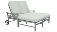 Castelle Roma Cushioned Double Chaise Lounge w/ Wheels 