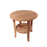 Lloyd Flanders Teak 24" Round Tapered Leg End Table with Shelf