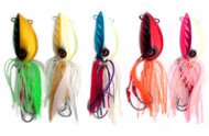 Chomp Lures Fishing Octopod Jigs 200g x 5 Colours Scented Skirts, Glow in Dark