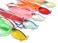 Chomp Lures Fishing Octopod Jigs 150g x 5 Colours, Scented Skirts, Glow in the Dark