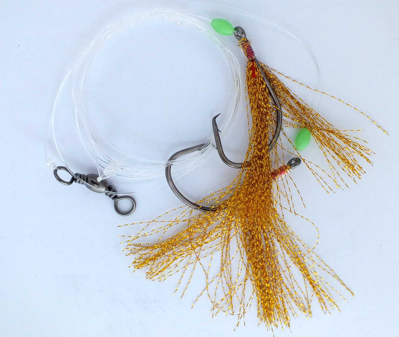 Snapper Feather Fishing Jig Rigs X 5, Strong Circle Hooks, Lumo